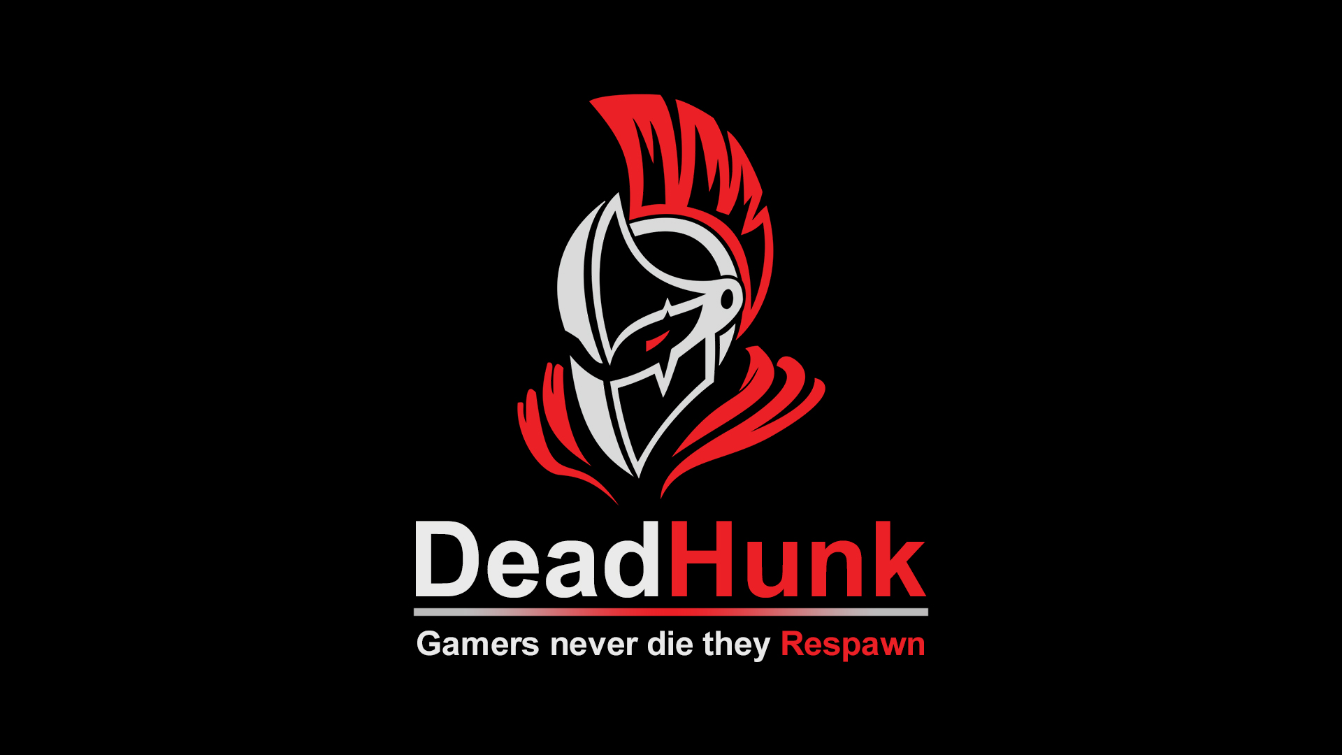 DeadHunk helmet logo lockup on black